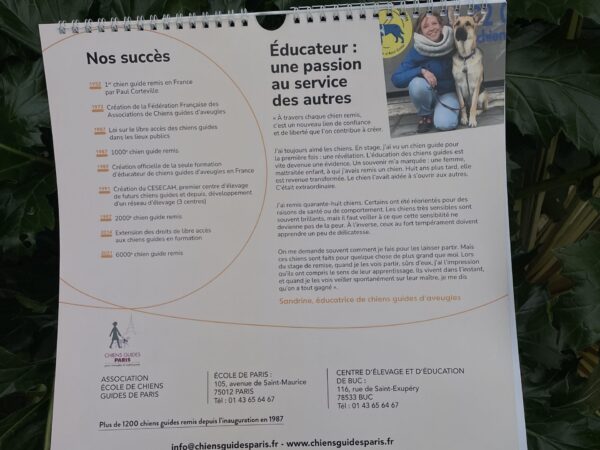 Photo de l'arrière du Calendrier 2026