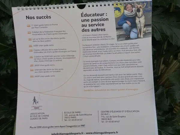 Photo de l'arrière du Calendrier 2026