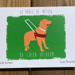 Photo de la page de couverture du tome 1 du livre Atchoum, avec un dessin d'un labrador avec son harnais de travail