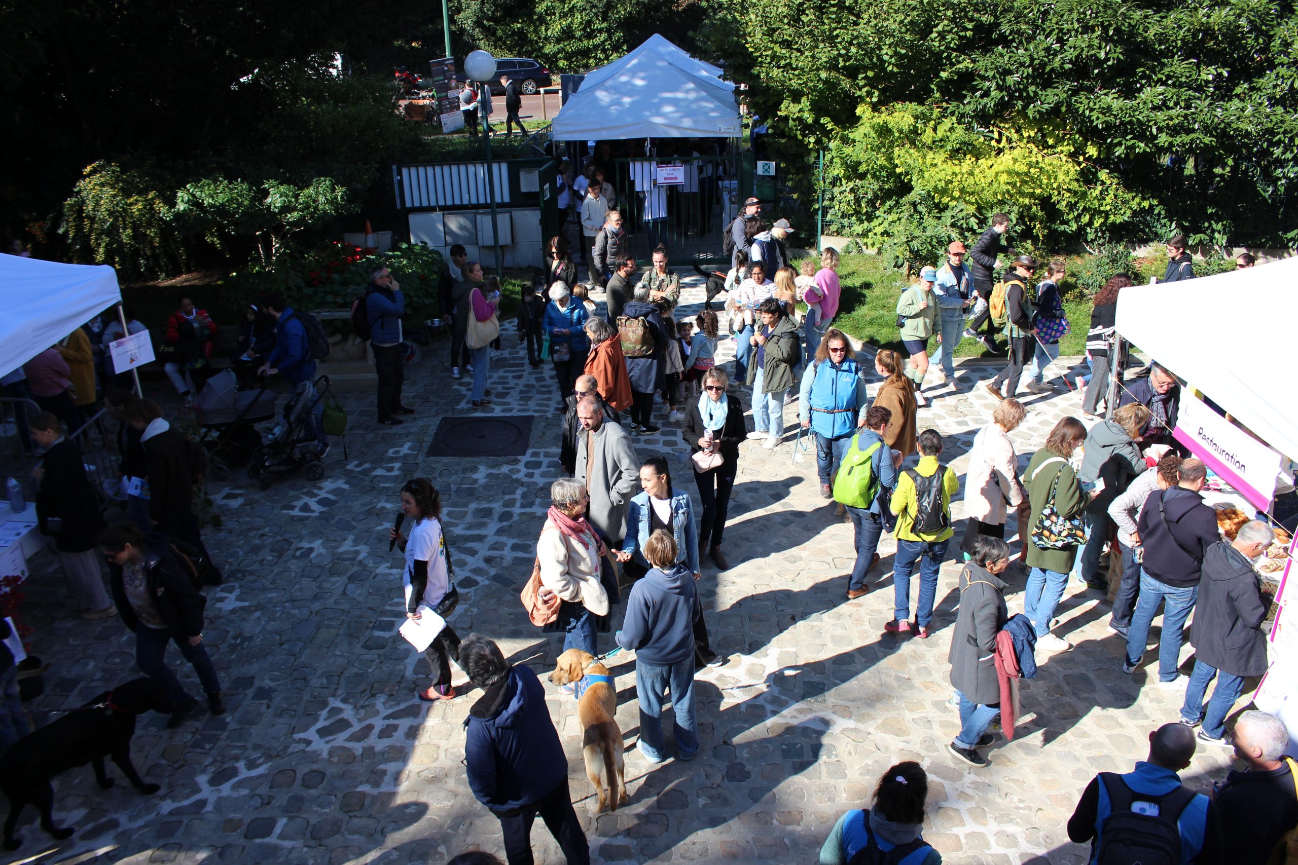 Photo de la cour de l'Ecole lors de la JPO, avec du monde dans la cours 